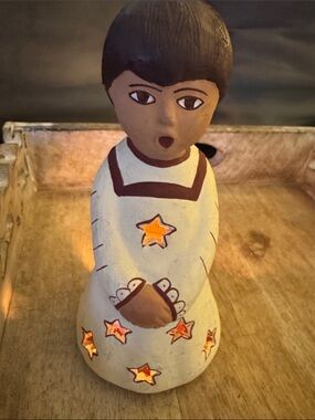 Handcrafted White Star Ceramic Figurine with Brown Accents